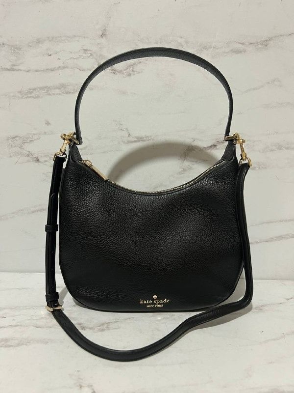 Tas KATE SPADE Janie Shoulder Bag Leather Black, Barang Mewah, Tas
