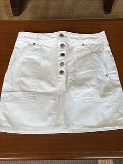 Topshop White Button Down Denim Skirt
