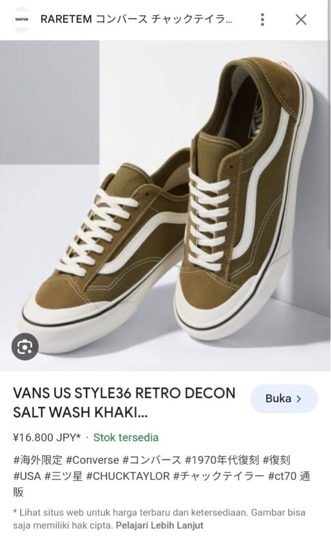 Vans Style 36 Decon Salt Wash Khaki Fesyen Pria Sepatu Sneakers di Carousell