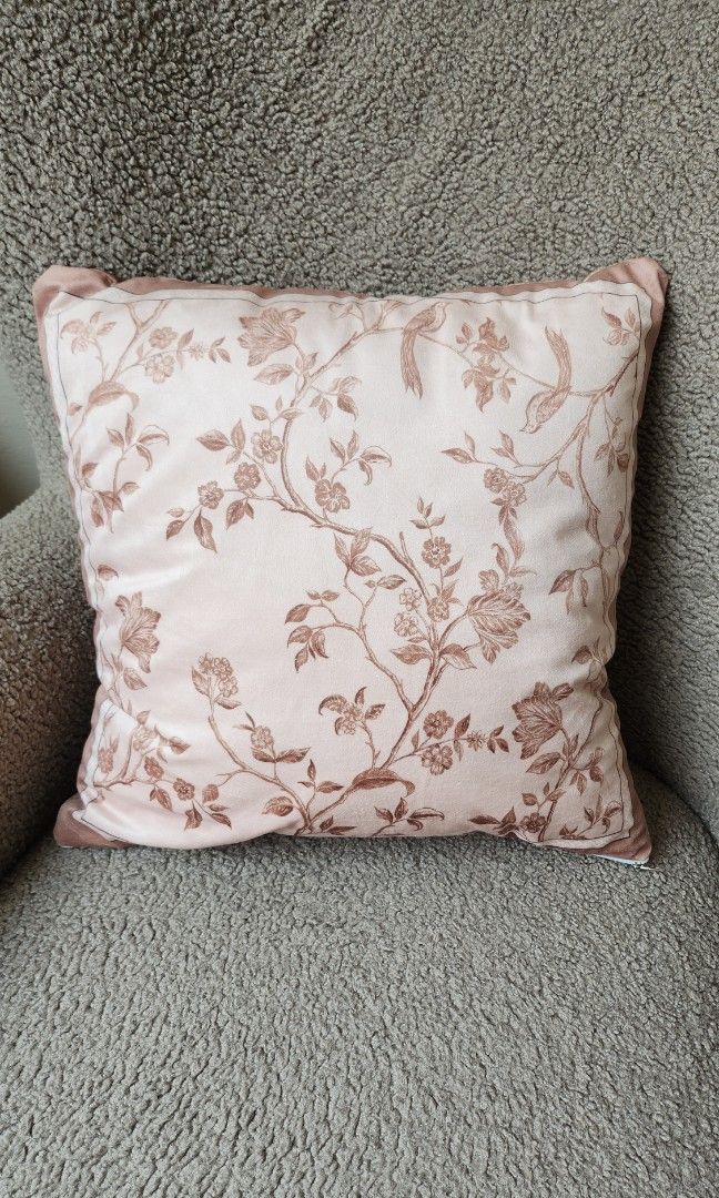 Velvet floral cushion with stuffing Furniture Home Living Home Decor Cushions Throws on Carousell