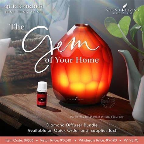 Young Living Diamond Diffuser (Category: Air Purifiers & Dehumidifiers) located in Manila. Submitted by avenue.de.belle (Listing ID 1296180059, Image 1). Description: ❌ NO LAWBALLING ❌ 💎 Young Living Diamond Diffuser 💎 BRAND NEW A one-of-a-kind, precious gem that will be your newest treasure!​ Our newest Diamond diffuser is here for a limited time only. Inspired by the design of a stylish diamond, this popular diffuser invites an ambient feelin