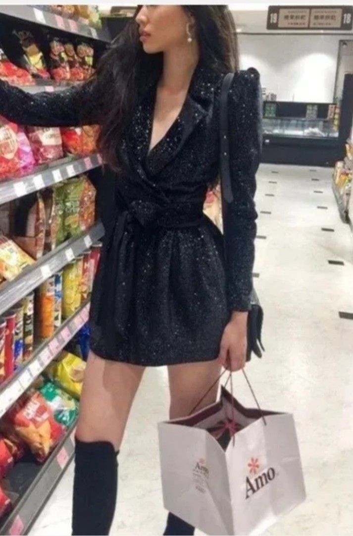 zara blazer dress black ZARA Black Velvet Mini Dress