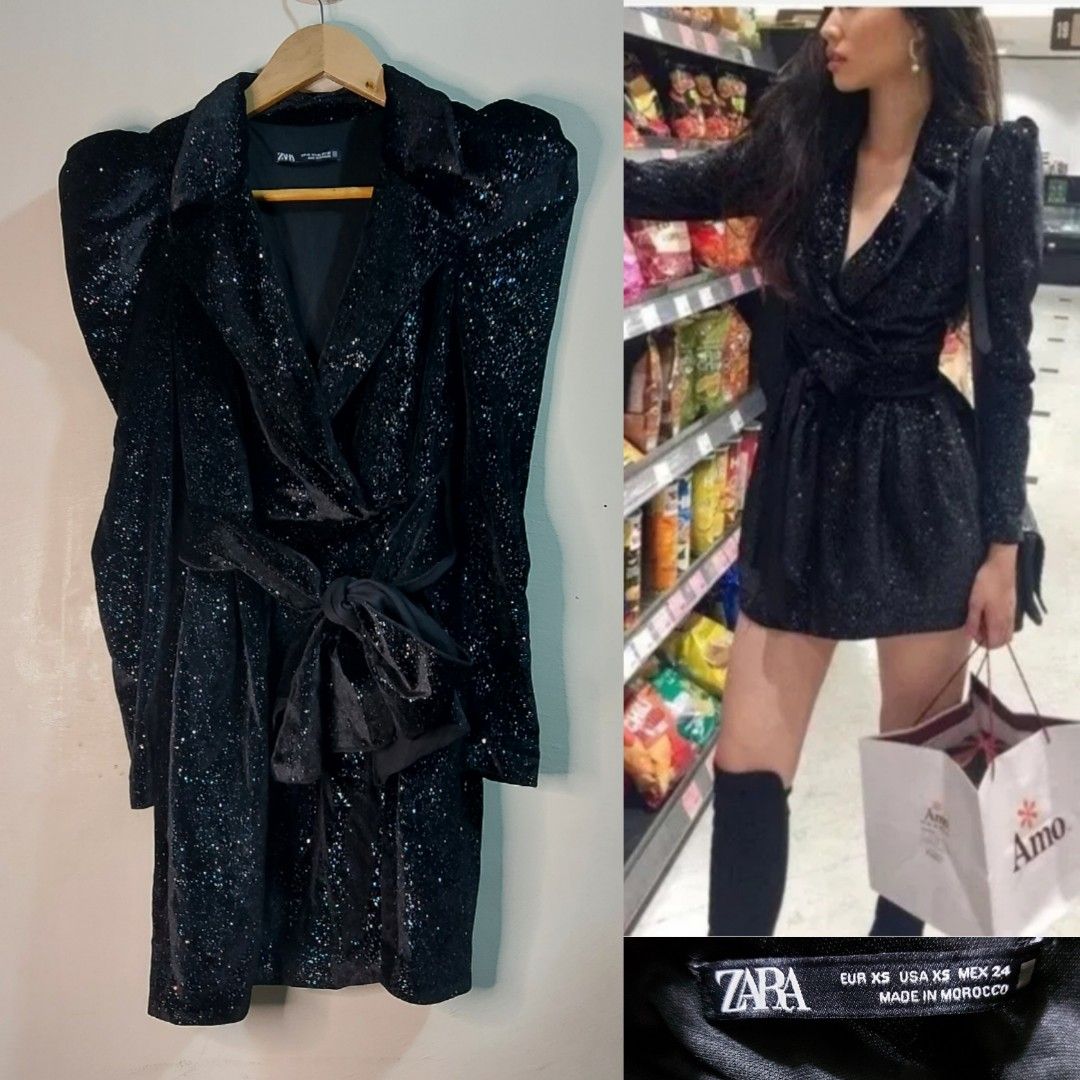 Zara Glittery Velvet Blazer Dress, Women's Fashion, Dresses & Sets, Dresses  on Carousell