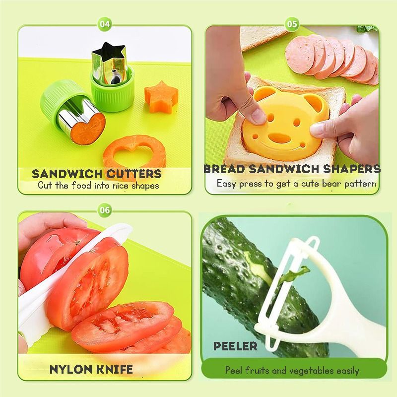 18-Piece kid's Kitchen Tool Cooking and Baking Toy Plastic Safety Knife ...