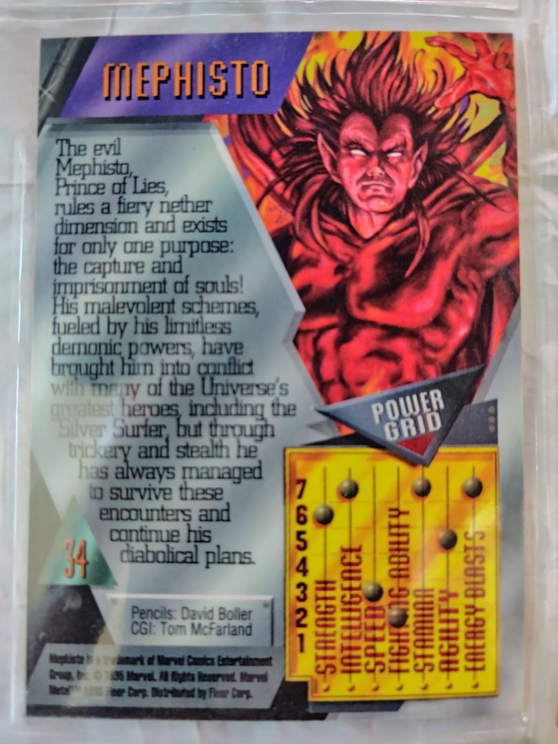 1995 Fleer Marvel Metal Mephisto, Hobbies & Toys, Memorabilia ...