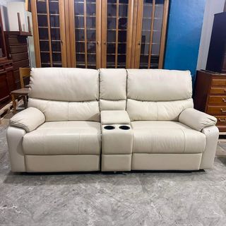 2 Seater Leatherette Recliner Sofa with console box