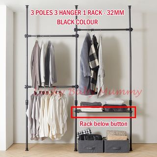 Coat Clothes Hanger Rack ,175cm Big 12 Hooks Hanging Pole