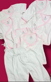 8pcs Pink cotton new born barubaruan set with binders/bigkis