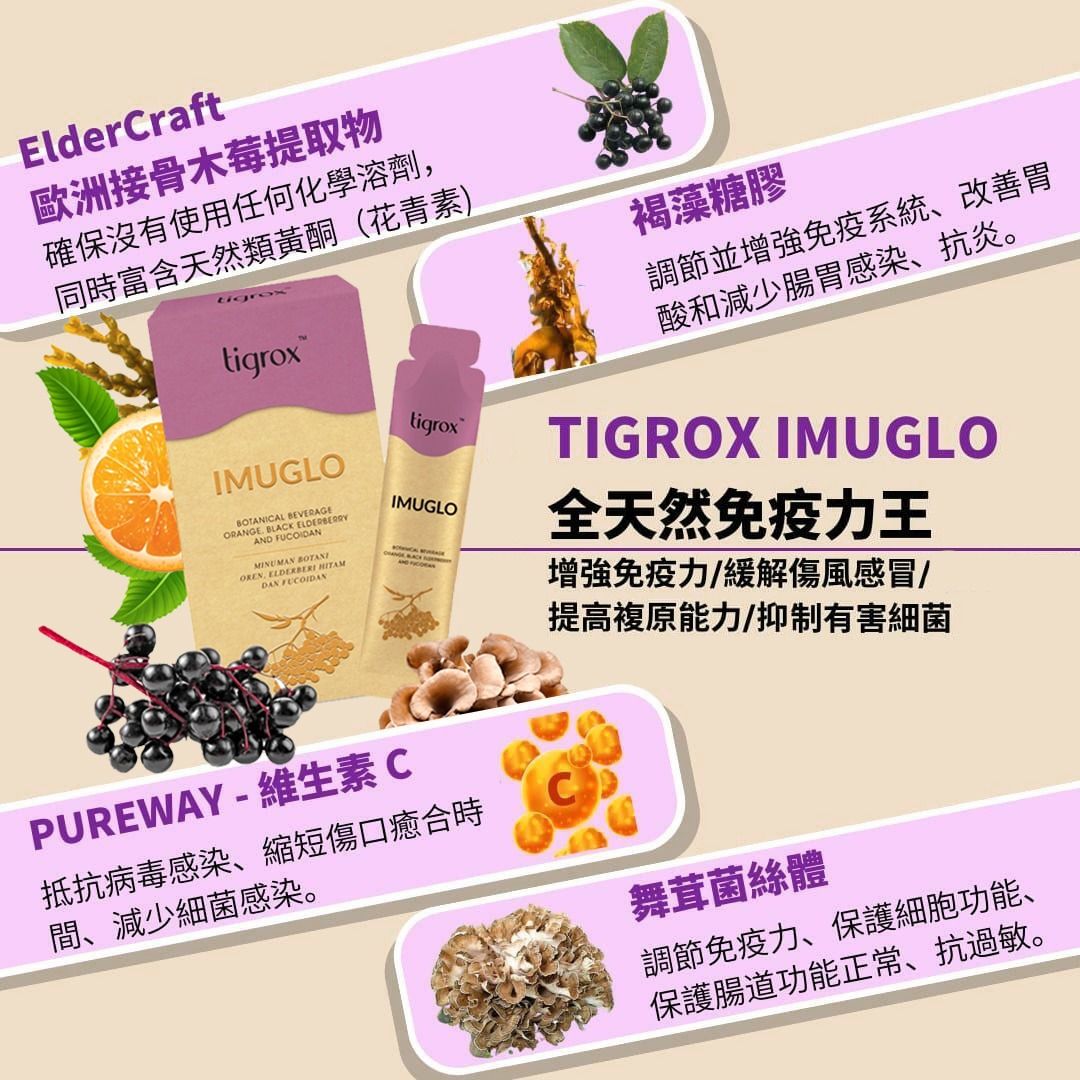 馬來西亞 Tigrox | Imuglo 接骨木莓保健飲 ‍🔥😍 1盒 20條 💜 TIGROX | tigrox - IMUGLO ...