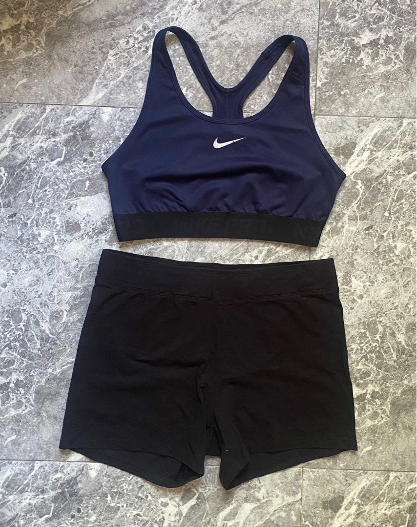 nike shorts and sports bra set cotton