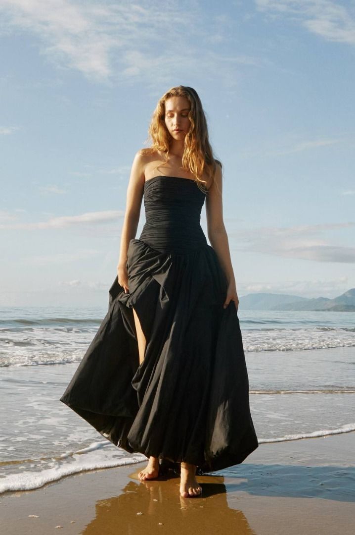 Aje Violette Bubble Hem Maxi Dress in Deep Magenta & Black