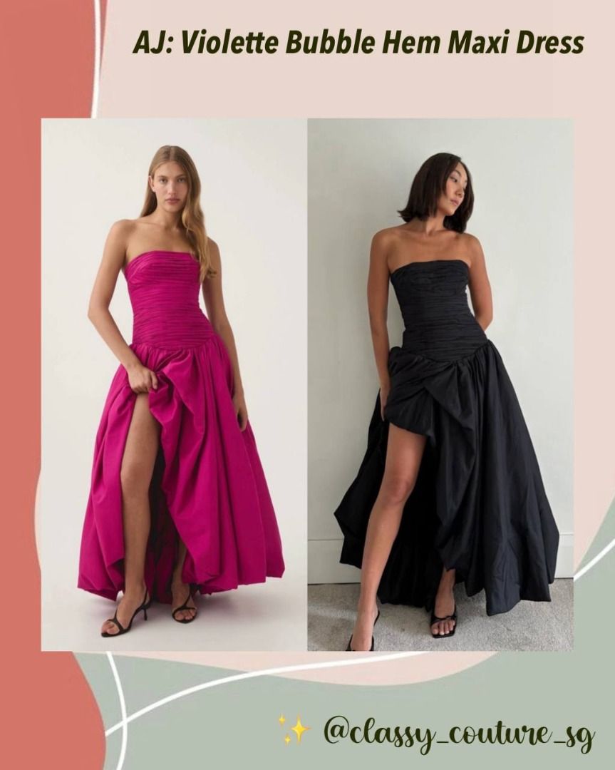 aje violette bubble hem maxi dress black Aje Violette Bubble Hem Maxi Dress in Black  The Closet Collective Hire