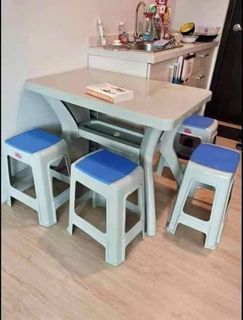 Asahi Table with 4 Stool Chairs Set