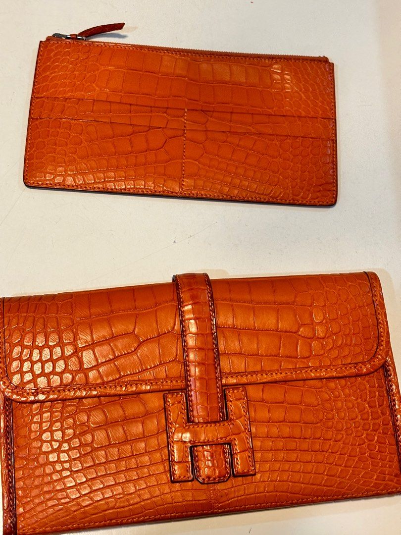 Authentic Hermes clutch wallet Jige in matte crocodile. Women s Fashion Bags Wallets Wallets Card holders on Carousell