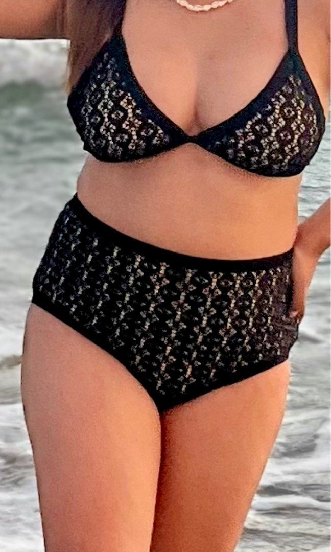 Black lace two piece swimsuit Women s Fashion Swimwear Bikinis Swimsuits on Carousell