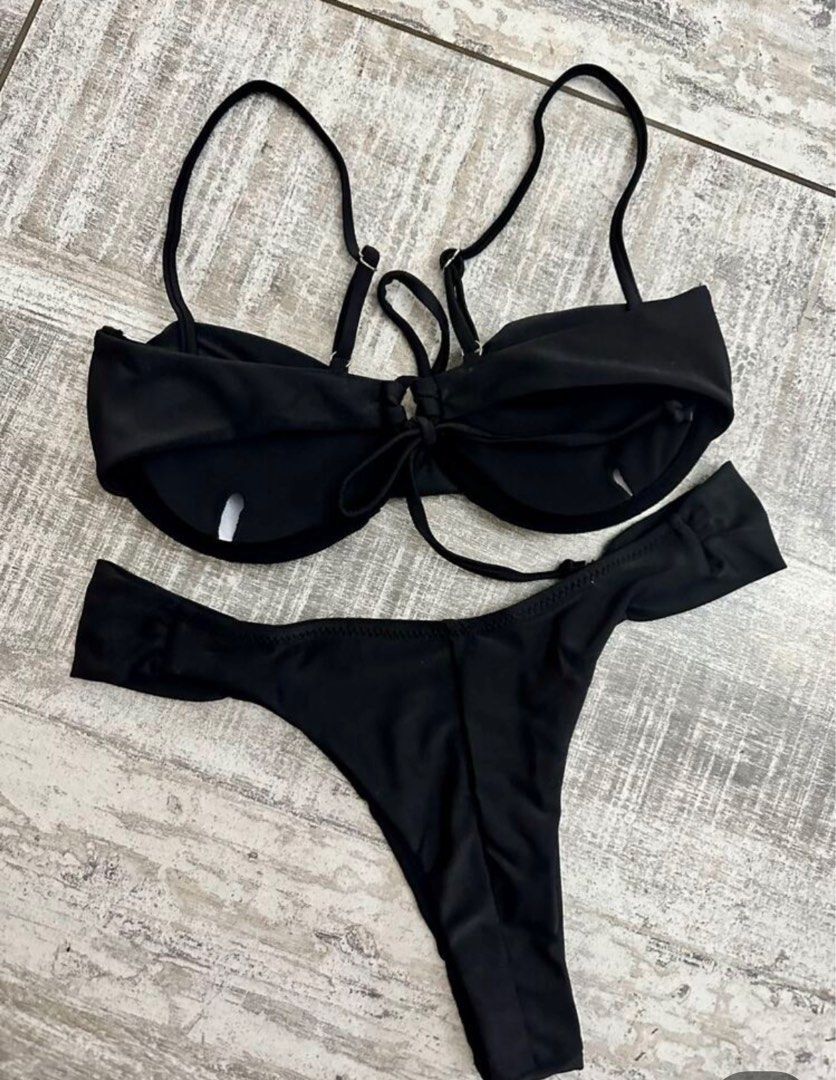 Black two piece bikini (Category: Bikinis & Swimsuits) located in Pasay City. Submitted by cartmaxxing (Listing ID 1297626274, Image 2). Description: NEVER USED helping tags: sewlocal // dearseastories // Blackbough // Caprica Swim.