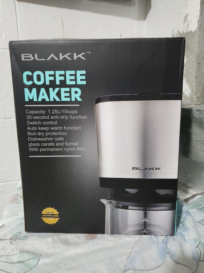 Blakk Coffee Maker (Category: Coffee Machines & Makers) located in Binan City. Submitted by vanilla_tete (Listing ID 1297596751, Image 1). Description: Blakk Coffee Maker - mint condition (never been used) repriced: Php1,000.00 + sf dop: payo mop: landbank mod: j&t/ lalamove.