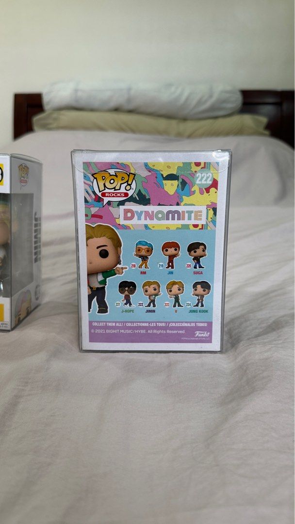 BTS Jimin Funko Pop (Dynamite) (w/ BOSS protector) (Category: Designer & Blind Box Toys) located in Cebu City. Submitted by cmy___ (Listing ID 1297597372, Image 2). Description: > selling low > RFS: not a fan of BTS anymore 🙂‍↕️ > mint condition, never opened, only displayed > have Butter ver. also! > 10/10 condi. I ship via J&T Express / do meetups within Cebu .