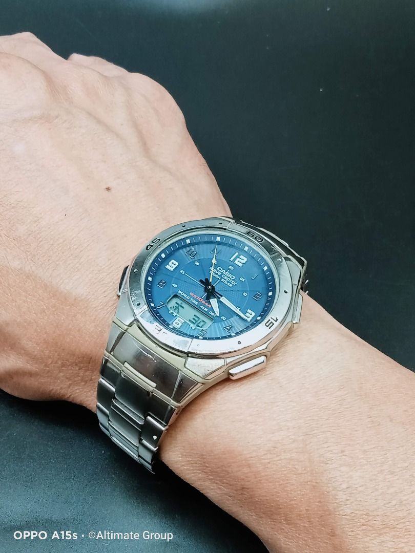 Casio WVA-470 Wave Ceptor Tough Solar World Time Watch (OH), Men's ...