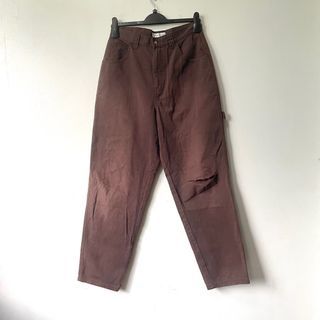 Chocolate brown distressed high waist carpenter jeans straight leg jeans pants 90s nineties grunge