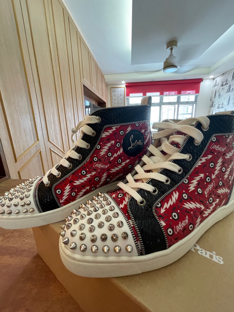 Christian Louboutin Spikes Orlanto High Top Sneaker Men s Fashion Footwear Sneakers on Carousell