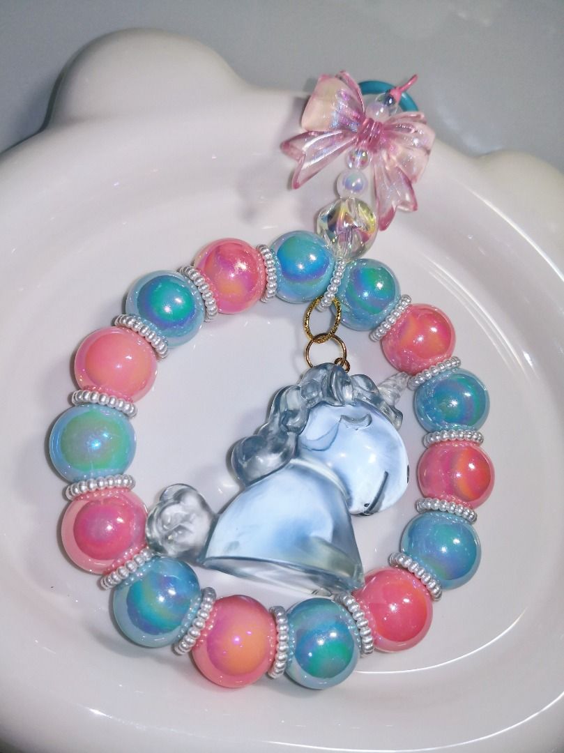 Clear Unicorn Series TIFFANY BLUE PINK Combi Handmade Mobile Phone Handphone Strap Bag Charm Strap