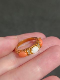 Coral and Opal Ring from Japan