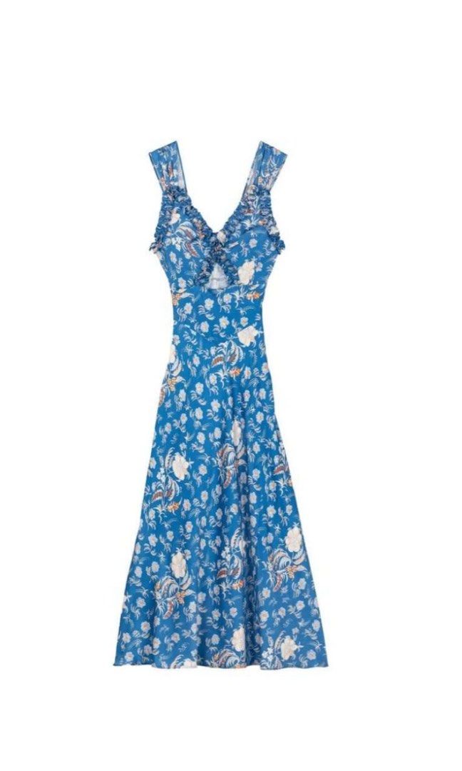 Doen Blue Floral Silk Dress, Women's Fashion, Dresses & Sets, Dresses on  Carousell