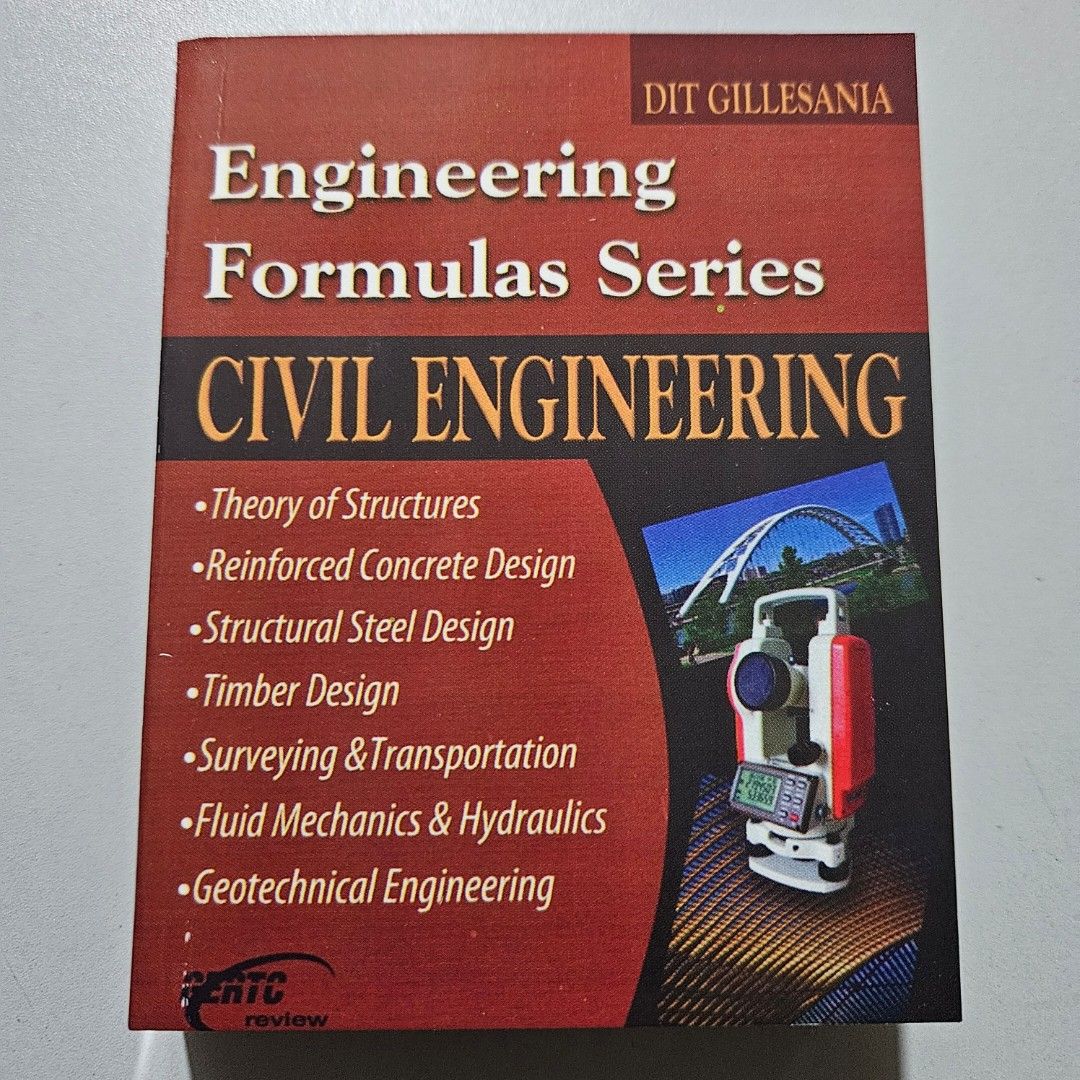 Engineering Formulas Series CIVIL Engineering By: Gillesania (Category: Textbooks) located in Manila. Submitted by bookshop050960392 (Listing ID 1297641414, Image 1). Description: Welcome to my Shop ❤️ Available Accounting Books 📚 ✨️ Engineering Books 📚 Pls .Pm me for more inquiry thank you and happy shopping 🛍.