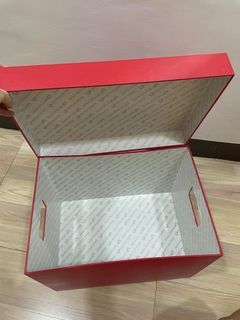 File Organizer Box with Handle Red Filing Organizer