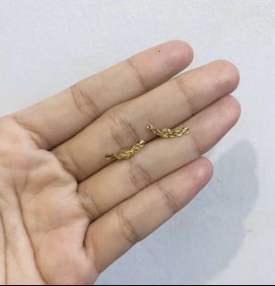 Flat Bubble Ear Climber Stud Earrings in 18Karat Saudi Gold