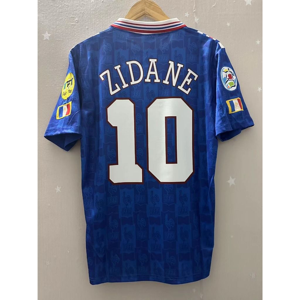 France 1996 Retro Football Jersey Zidane, Men's Fashion