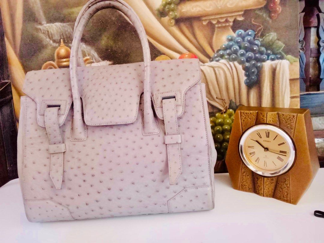 Hormiga Ostrich Handbag (Category: Luxury Bags & Wallets) located in Muntinlupa City. Submitted by phbudgetluxuryfinds (Listing ID 1297610583, Image 1). Description: ***You are buying an authentic preloved HORMIGA ostrich handbag*** ✅ Large size ✅ Grey color ✅ Suede lining .