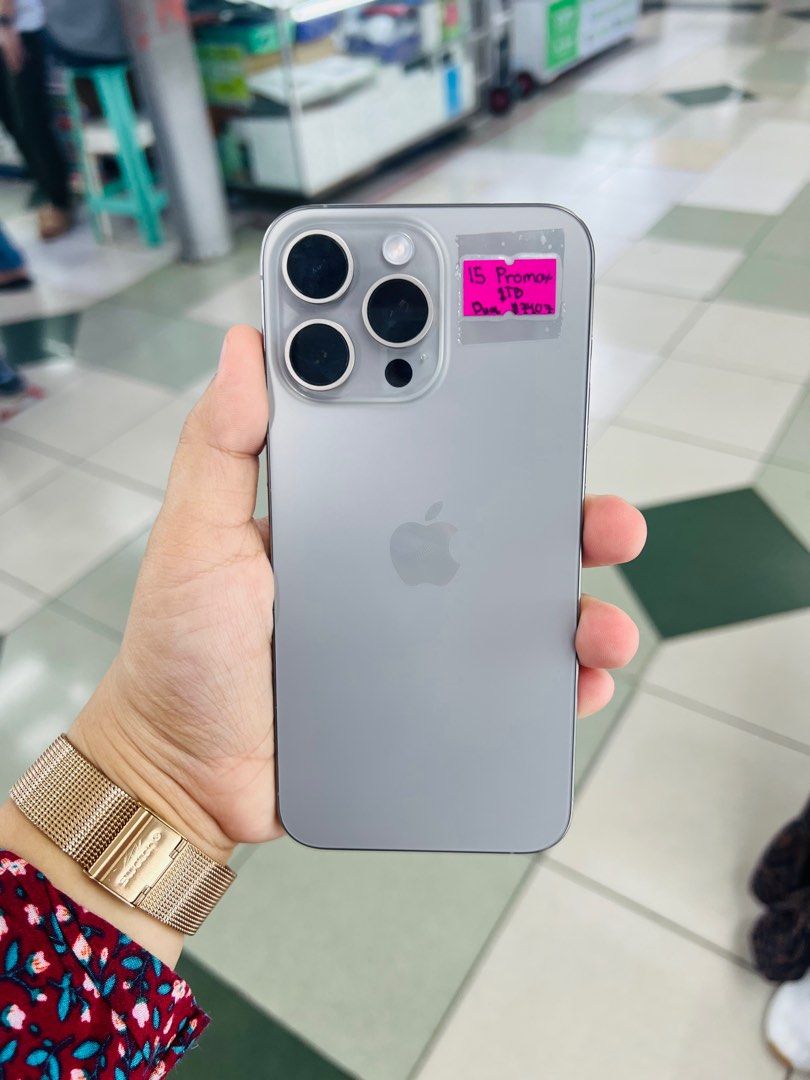 Iphone 15 Pro Max 1TB 95% batt Dualsim HK (Category: iPhone 15 Series) located in San Juan City. Submitted by javedsgadgetshop (Listing ID 1297556867, Image 2). Description: OPEN FOR INSTALLMENT VIA CREDIT CARD/GGIVES & SWAP/TRADE-IN! WE BUY AND SELL ( ANYKINDS OF UNIT BINIBILI PO NAMIN)! PTPA : Padelete po f bawal Read ❗️Onhand ‼️ Iphone 15promax •1TB •HK Variant •95% batt health •Factory Unlock •95% Smoothness •No hidden issue | No Repaired •10