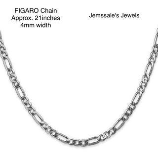jem: FIGARO Unisex White Gold Tone Stainless Steel Chain / Necklace  approximately 21 inches or 54cms. 4mm width