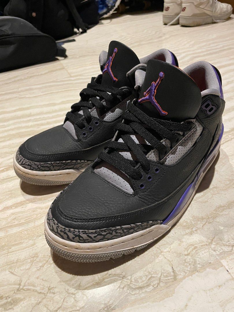 Jordan Retro Black Court Purple, Men's Fashion, Footwear