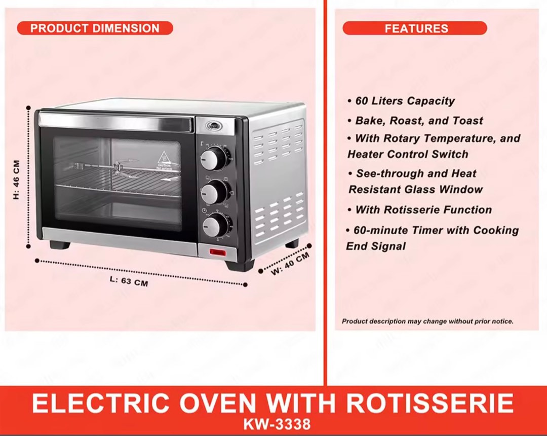 Kyowa Convection Oven with Rotisserie function, TV & Home Appliances