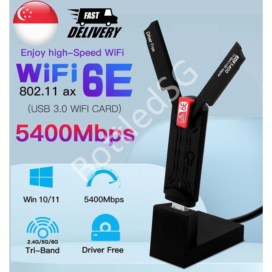 Chiavetta WiFi 6 NEWFAST 3000Mbps - Adattatore USB 3.0 Dual Band 2.4G/5GHz, Per PC Fisso, Supporta WPA3, Windows 11/10