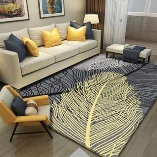 Nordic Gray Palm Carpet 150 x 180 cm
