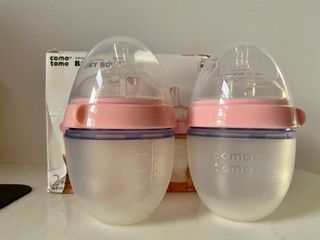 Original Como Tomo baby bottle, 5 oz, 150 ml natural nursing bottle. / 8 oz. 250 ml. Silicone Baby Bottle, Wide Neck Bottle