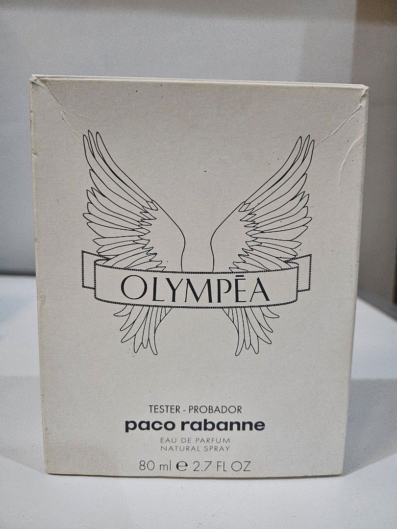 Paco Rabanne Olympea 80ml Tester/ demo box (Category: Fragrance & Deodorants) located in Pasig City. Submitted by hellobillie (Listing ID 1297648169, Image 3). Description: Paco Rabanne Olymepa 80ml FSM Tester/ Demo box Box has flaws, bottle and juice are fine https://www.fragrantica.com/perfume/Paco-Rabanne/Olympea-31666.html.