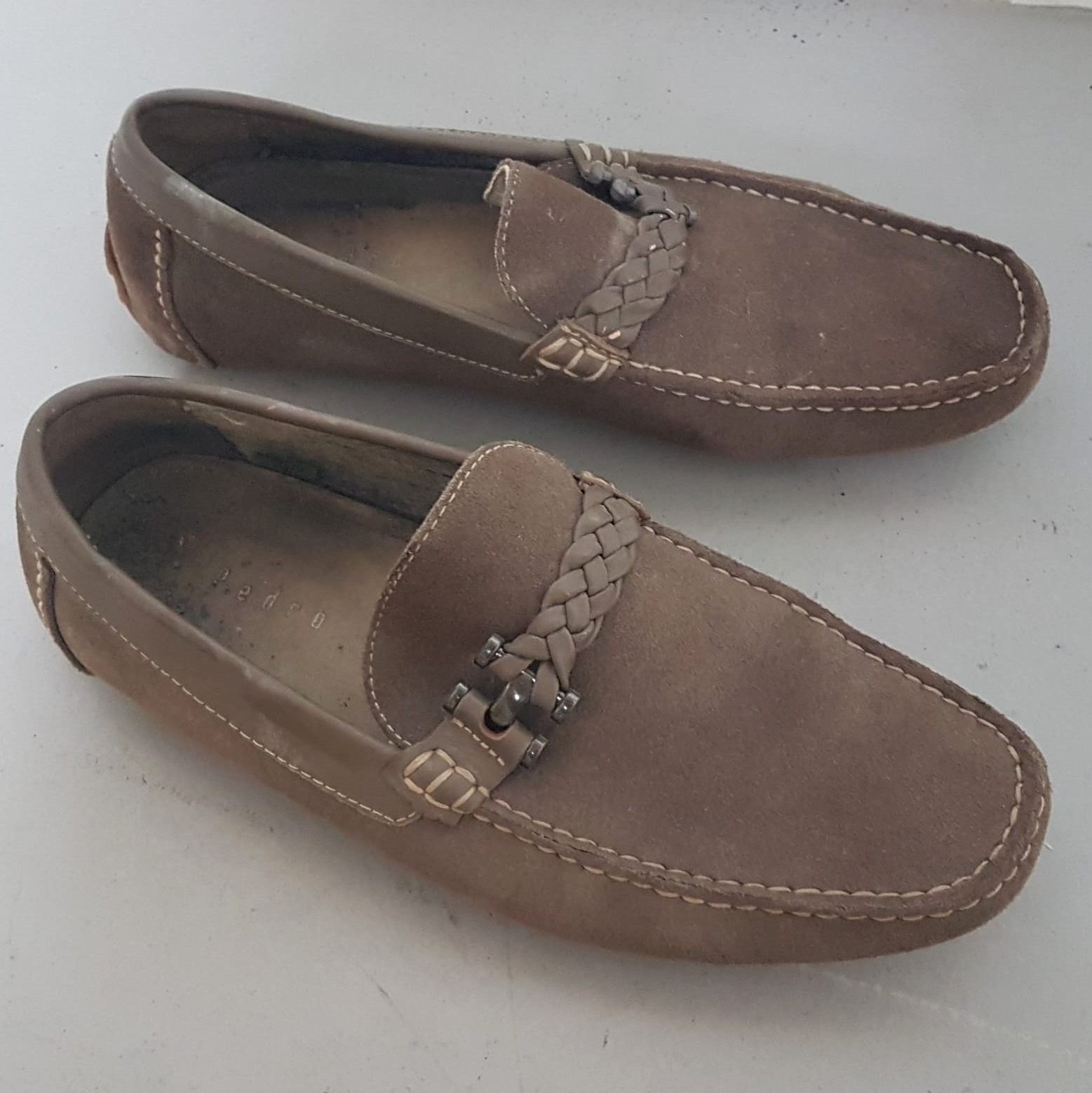 PEDRO Boat Shoes Loafers Moccasins EU 40 US 7 UK 6 Luxury Brown Leather Original Footwear Slip on shoes Sliders Model Walk in Style