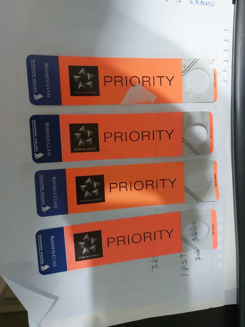 SQ business class priority baggage tags Hobbies Toys Travel Travel Essentials Accessories on Carousell