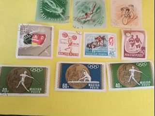 ST30: HUNGARY Postage Stamps Sports & Olympics Circa 1950 -1960 ; 10 pcs.