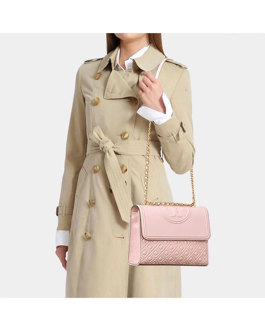 Tory burch fleming tote shell pink store