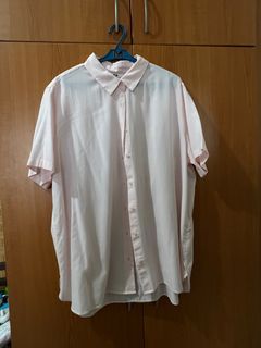 Uniqlo Rayon Short Sleeves Polo in Baby Pink (XL)