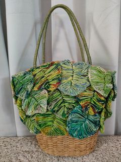 Unique Rare Beach / Tropical Tote / Weave Handbag