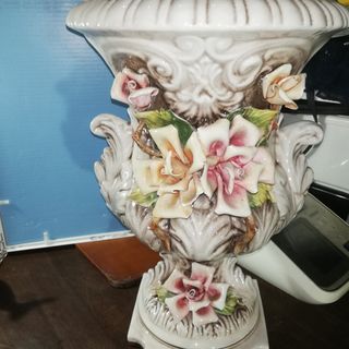Vintage capodimonte porcelain vase, italy