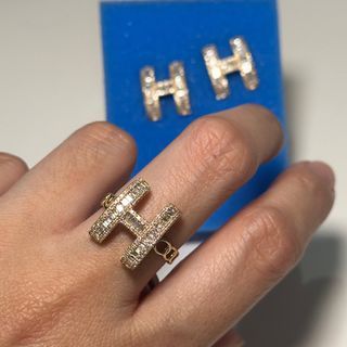 14K HK Setting Yellow Gold Set Earrings & Ring H Design