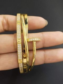 18K Saudi Gold nail love bangle
